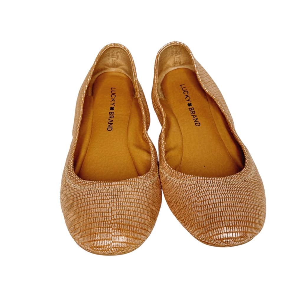 LUCKY BRAND ELSYSIA TAN BALLET FLATS SZ 7.5